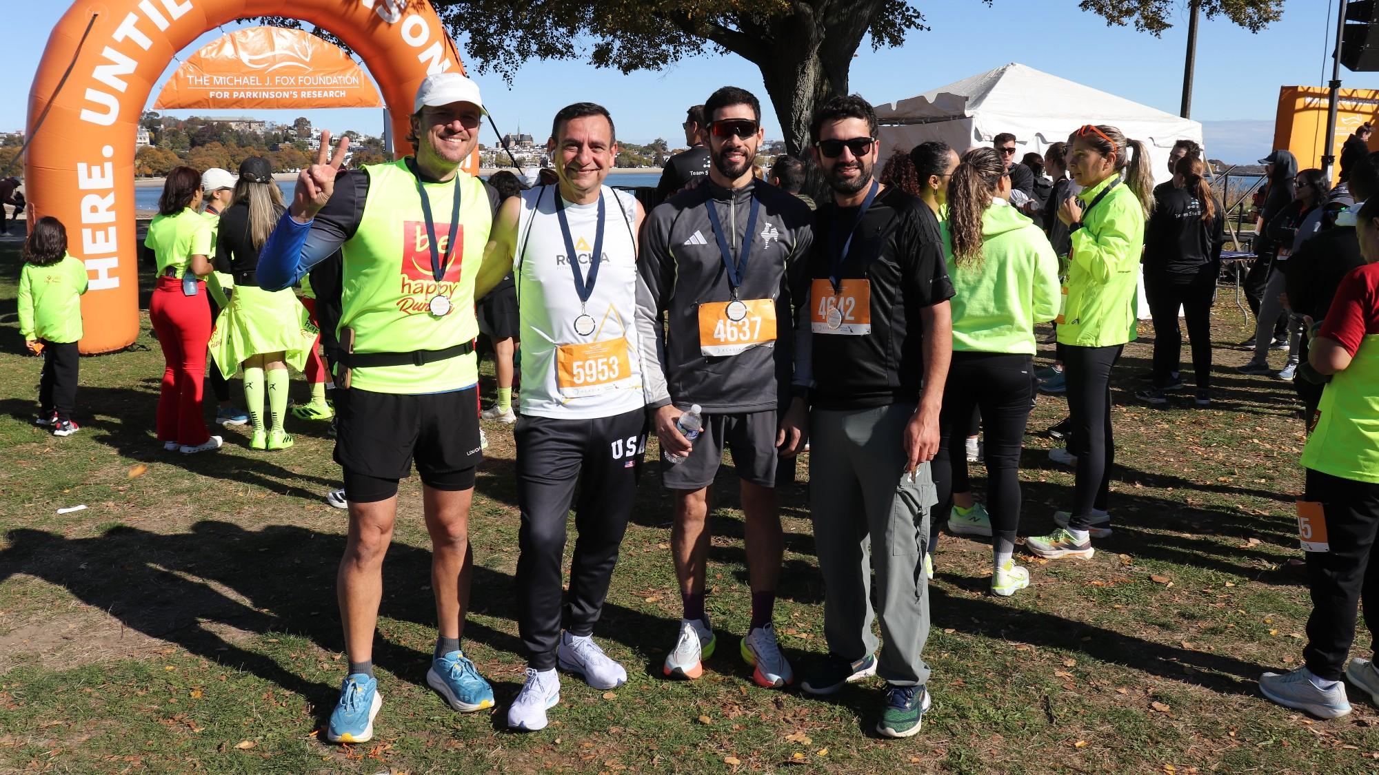 A group of run/walk participants in a park