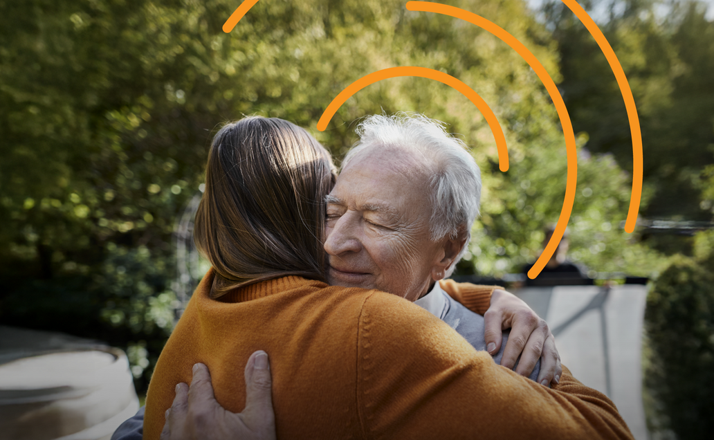 Man and daughter hugging