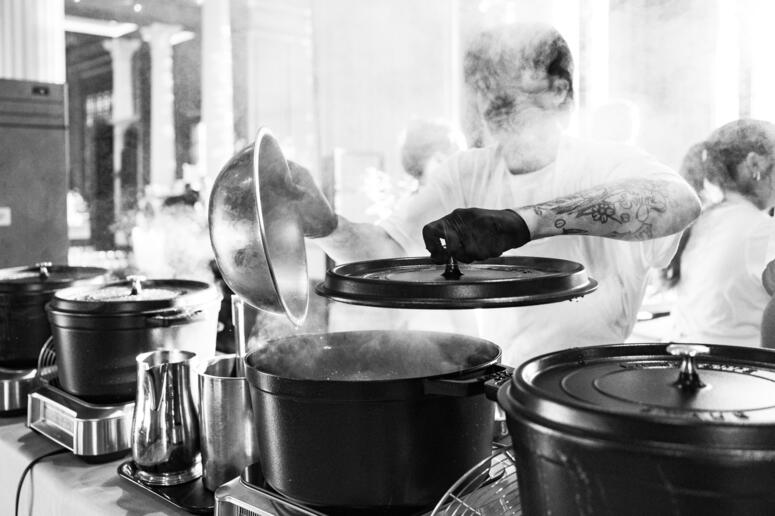 steam coming out of pot