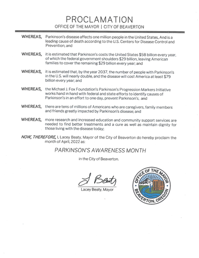 City of Beaverton, Oregon, Proclamation