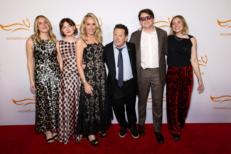 Michael J. Fox and his family on the red carpet.
