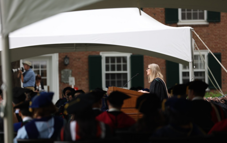 Debi Brooks delivers remarks at Dartmouth's Tuck School of Business
