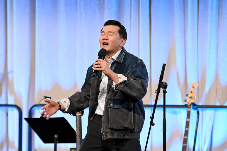 man onstage