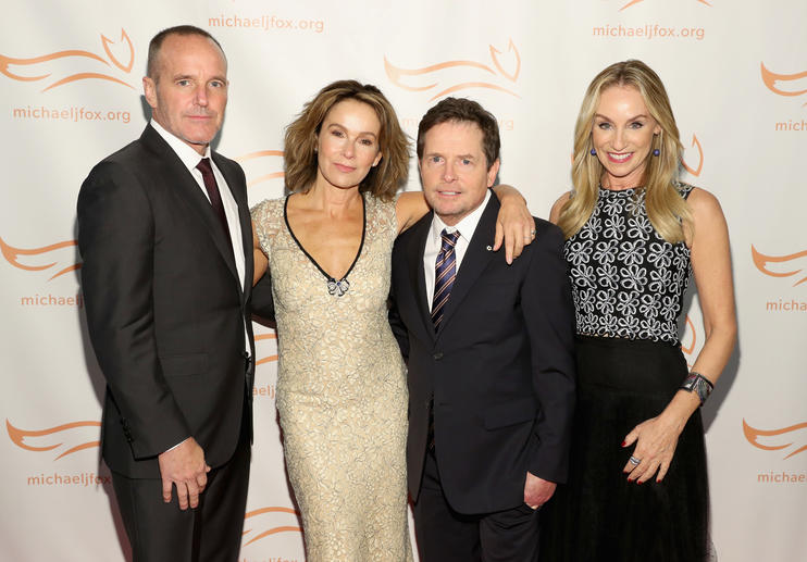 Clark Gregg and Jennifer Grey pose with Michael and Tracy