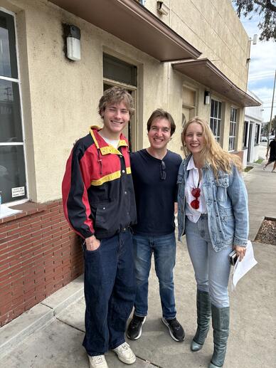 Ari Turobiner on the set of Orion with actors Lea Denim and Jack Thomas Diskson.