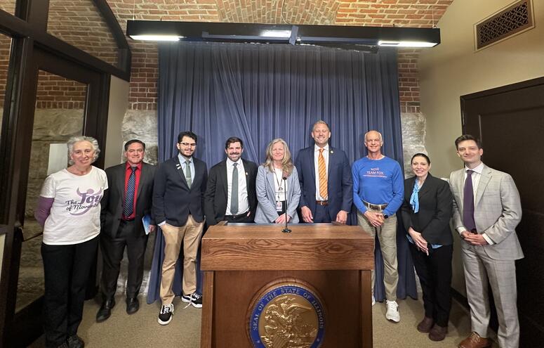 Illinois advocates gather for a press conference in Chicago in support of the state's proposed paraquat ban.