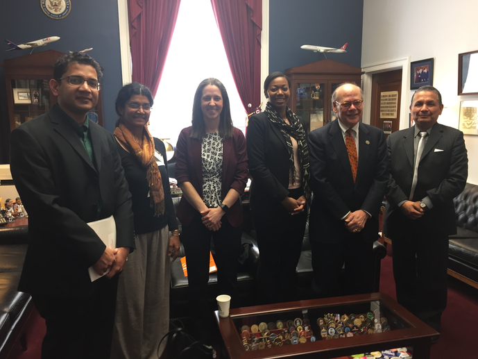 Moshahid Khan (left) and researcher-advocates met with Representative Steve Cohen (D-TN) (second from right).