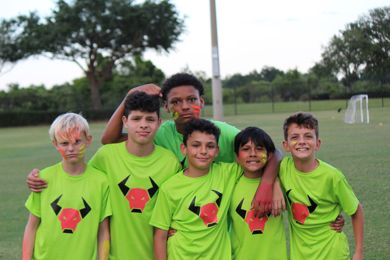 Young boys on a soccer team