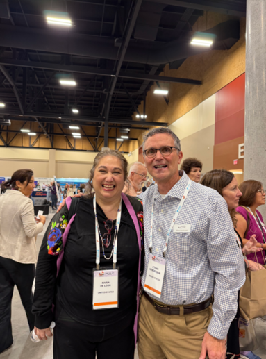 MJFF staff and Patient Council member, Ethan Henderson, alongside MJFF Patient Council member, Dr. Maria de Leon.