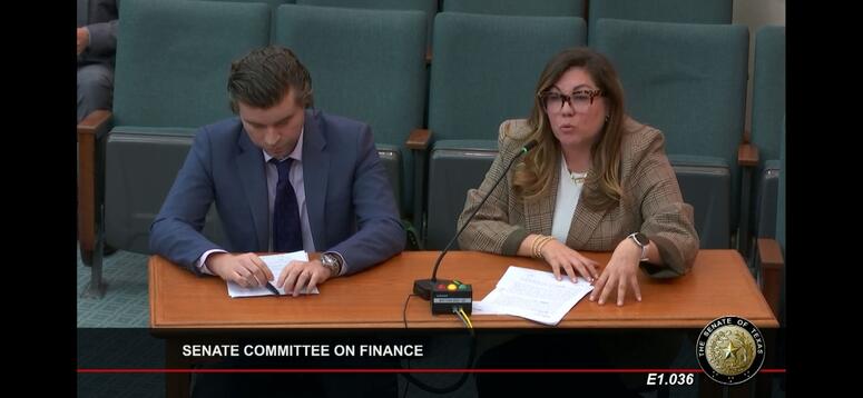 Julia Pitcher, director of state government relations, testifies before Texas lawmakers in support of the creation of the Dementia Prevention and Research Institute of Texas, including $3 billion in state funding.