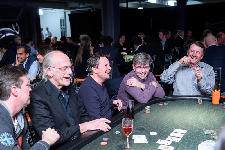 Michael J. Fox and board members at MJFF's Playing to Win fundraiser.