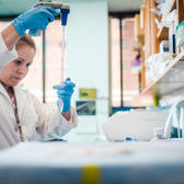 Scientist with test tube
