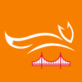 Red and Orange Team Fox Young Professionals Logo with leaping fox