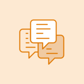 Illustrated chat bubbles.