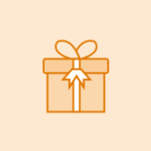 Illustrated gift wrapped with a bow. 