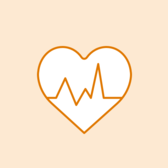 Illustrated heart with EKG line. 