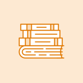 Illustrated stack of books.
