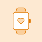 Illustrated smartwatch with a heart on the display.