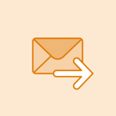 Illustrated envelope with right-facing arrow.
