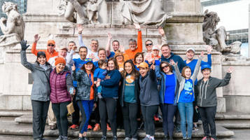 Group of volunteers cheering