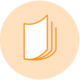 magazine icon with orange circle backdrop