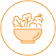 minimalist line drawing of a bowl with vegetables in it