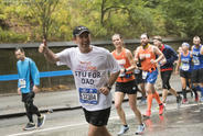 All smiles from Team Fox during a rainy 2018 New York City Marathon.