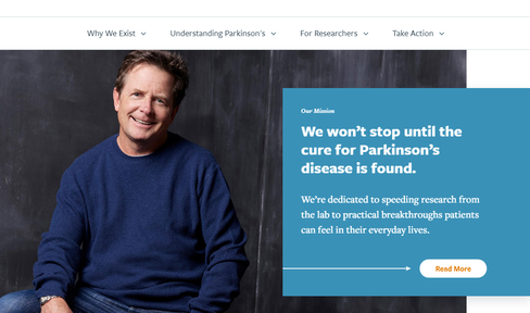 Homepage for Michaeljfox.org.