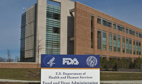 FDA Building 21 stands behind the sign at the campus's main entrance and houses the Center for Drug Evaluation and Research. The FDA campus is located at 10903 New Hampshire Ave., Silver Spring, MD 20993.