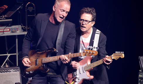 Michael J. Fox on Stage with Sting Funny Thing