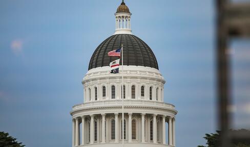 A photo of the top of the California State Capitol building