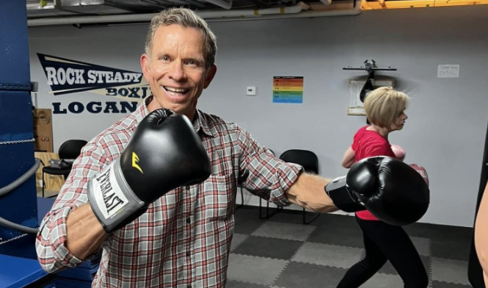 Kim Lundgreen in the boxing gym. 