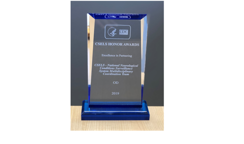 The “Excellence in Partnership” award received by the NNCSS team at the 2019 CSELS Honor Awards Ceremony.