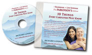 Compact disc cover for "10 Things Every Person with Parkinson's Must Know" with two females smiling.