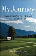 Blue skies background with a centered golf course. Title is "My Journey from Parkinson's Disease to DBS Surgery"