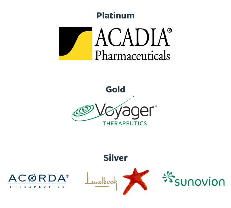 Logos for Acadia, Voyager, Acorda, Lundbeck and Sunovion.