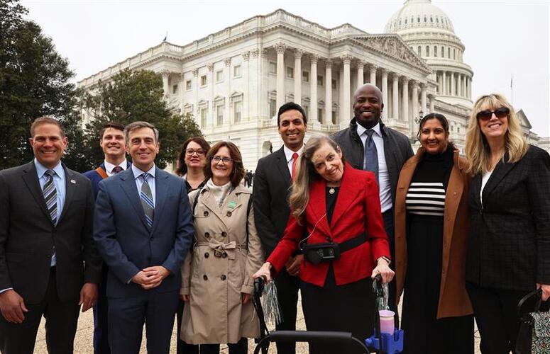 Representatives from leading Parkinson's organizations join Representative Subramanyam (D-VA), Akbar Gbajabiamila and patient policy advocate, Jennifer Newman.