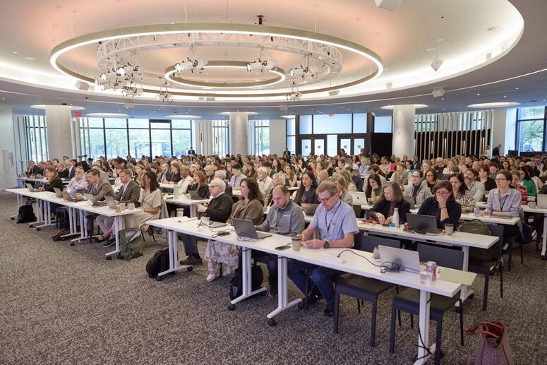 A crowded conference room.
