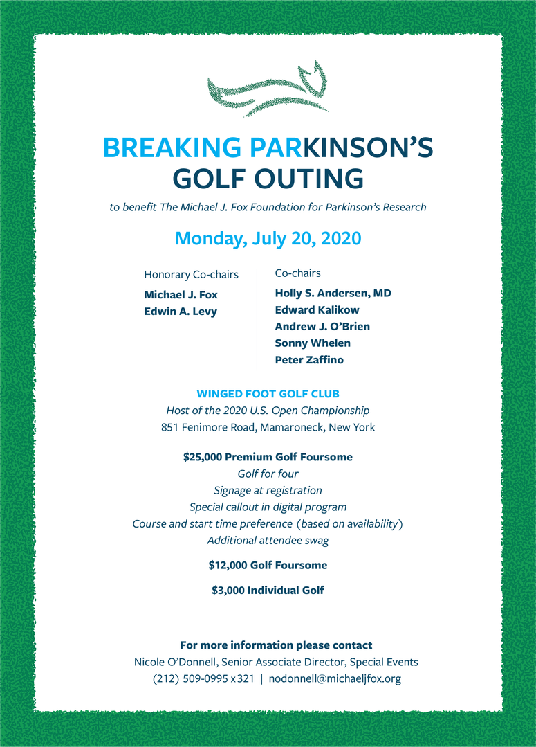 Breaking Parkinson S Golf Outing 2020 Parkinson S Disease