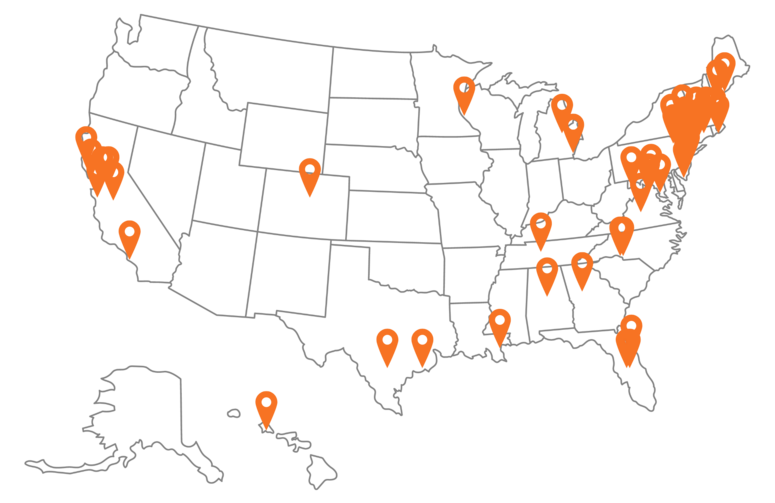 A map of all the places the DIY team has been in 2025.