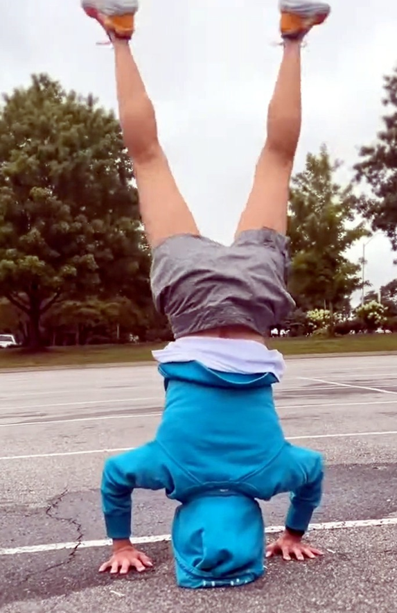 Jacqui doing a handstand