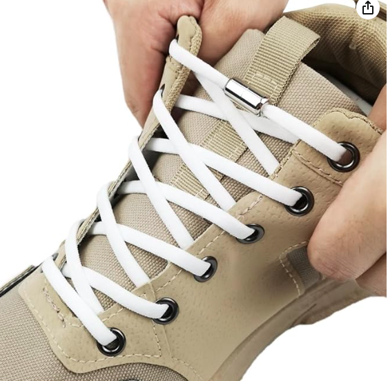 elastic shoelaces on a shoe