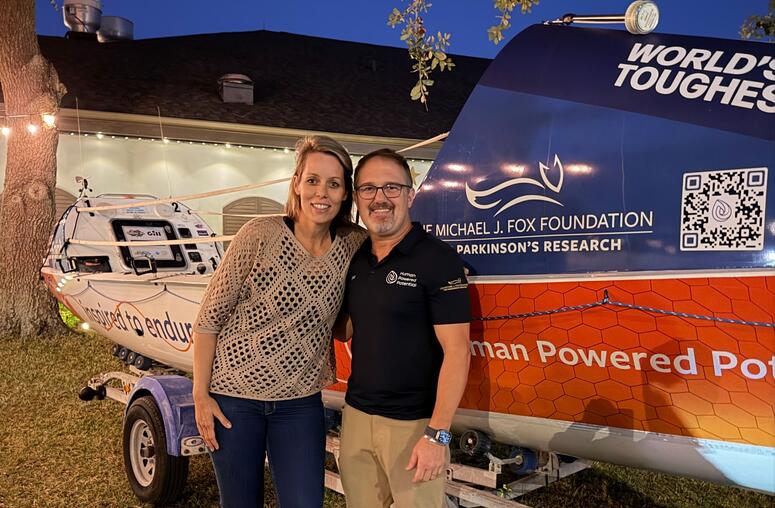 Ashley Ellis and Patrick Morrissey, both living with Parkinson's, with the American Spirit.