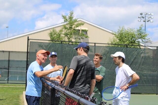 Mike DeBartolo (left) at a Play for Parkinson's tennis event.