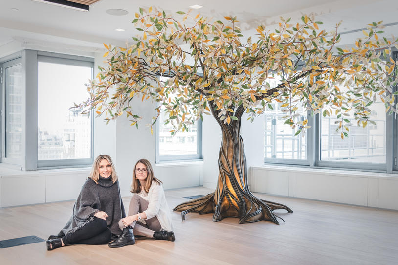 Artists Hadley Ferguson and Carolyn Maier collaborated to create "Tree of Resilience." 