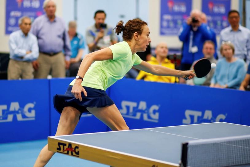 Margie Alley competes at the ITTF World Parkinson's Table Tennis Championships