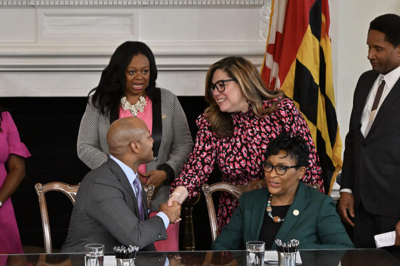 Maryland Governor Wes Moore with Julia Pitcher