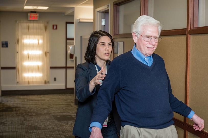 Physician and patient with gait and balance problems