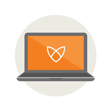 Laptop icon with orange screen and Fox Insight logo.
