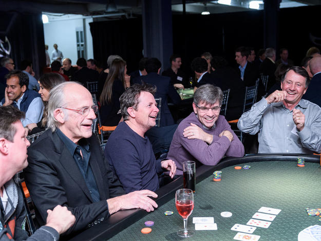 Michael J. Fox and board members at MJFF's Playing to Win fundraiser.